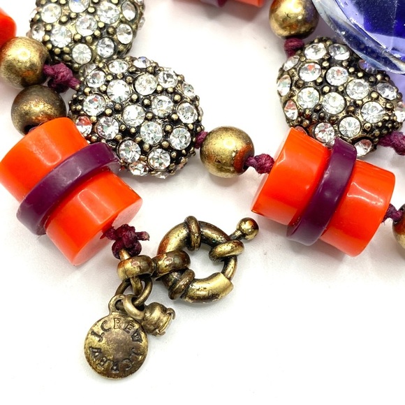 J.CREW Necklace Rhinestone Red Lucite Beads - Picture 7 of 8